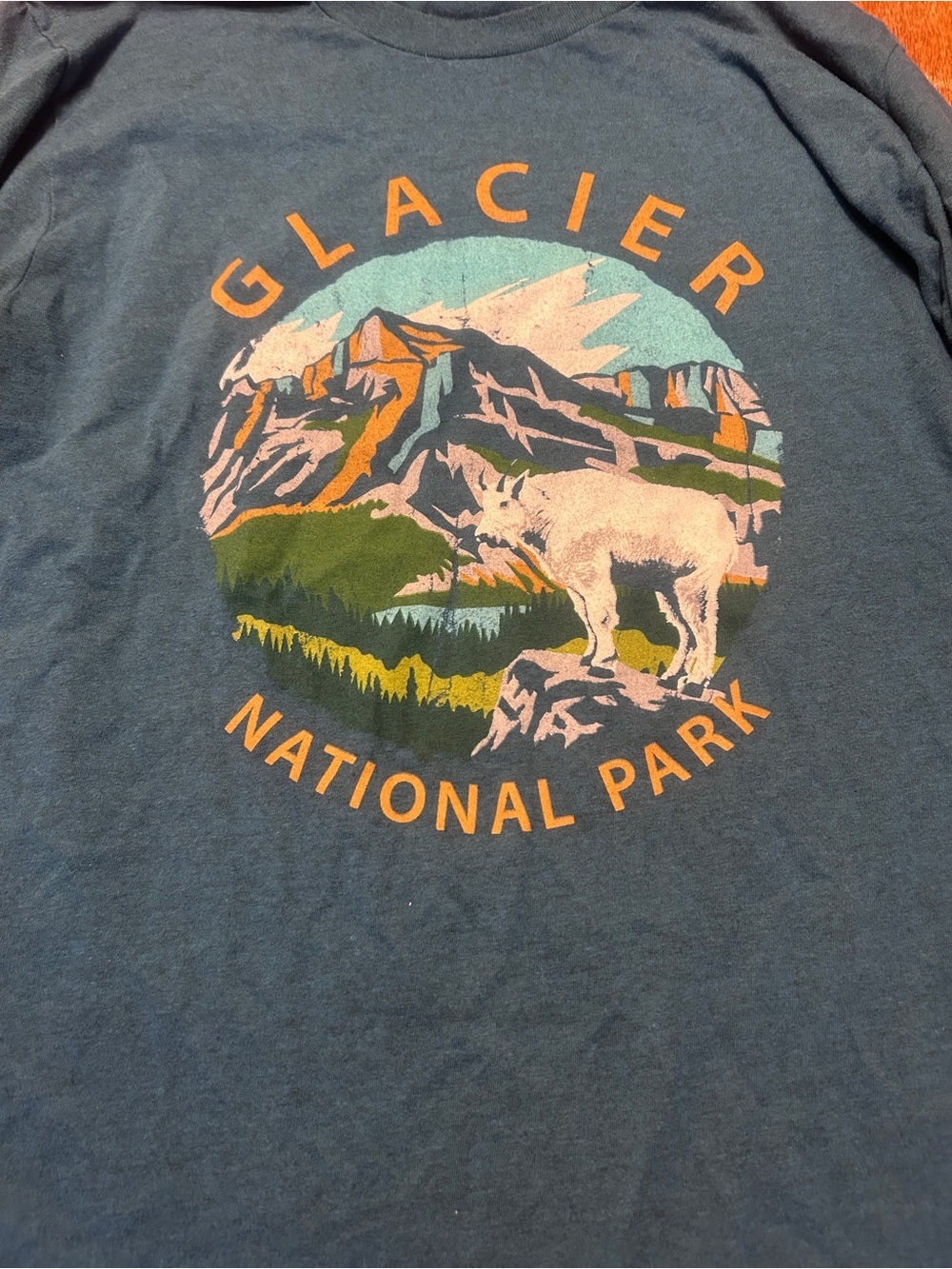 Glacier National Park Blue Graphic Oversized Travel Tourist Souvenir T-Shirt